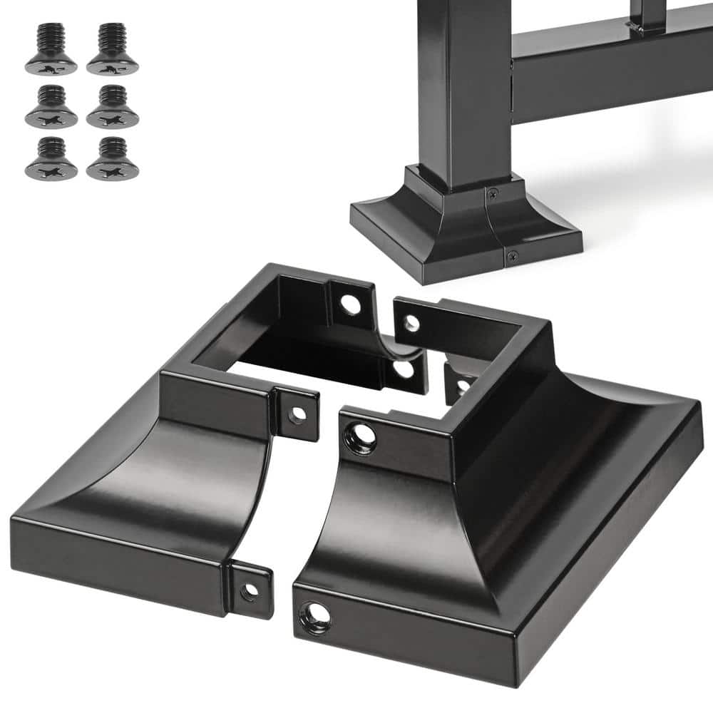 2 x 2 in. Black Aluminum Alloy Deck Post Base Cover for Handrail, Stair, De