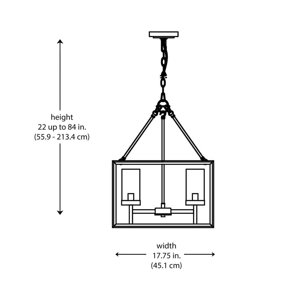 Bronze Rectangular Metal Chandelier with Clear Glass Shades