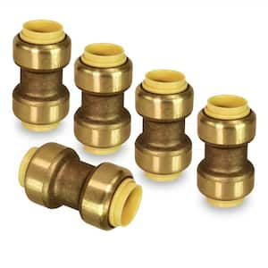 1 in. Straight Coupling Pipe Fittings Push to Connect PEX Copper CPVC Brass (5-Pack)