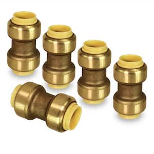 1/2 in. Straight Coupling Pipe Fittings Push to Connect PEX Copper CPVC Brass (5-Pack)