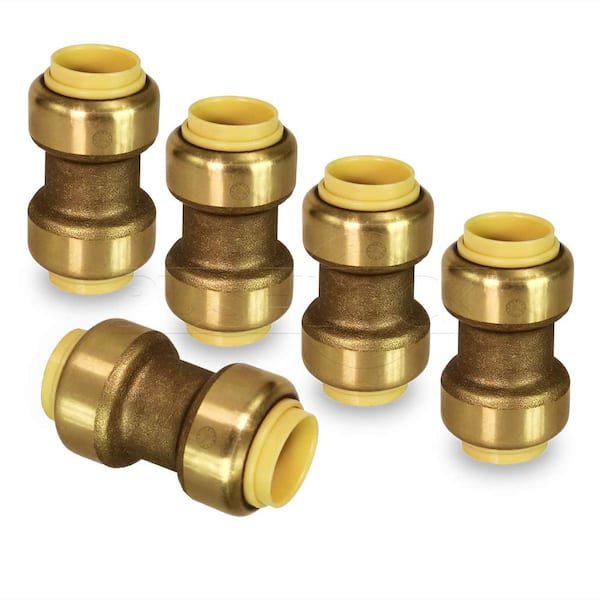 The Plumber's Choice 1/2 in. Straight Coupling Pipe Fittings Push to Connect PEX Copper CPVC Brass (5-Pack)