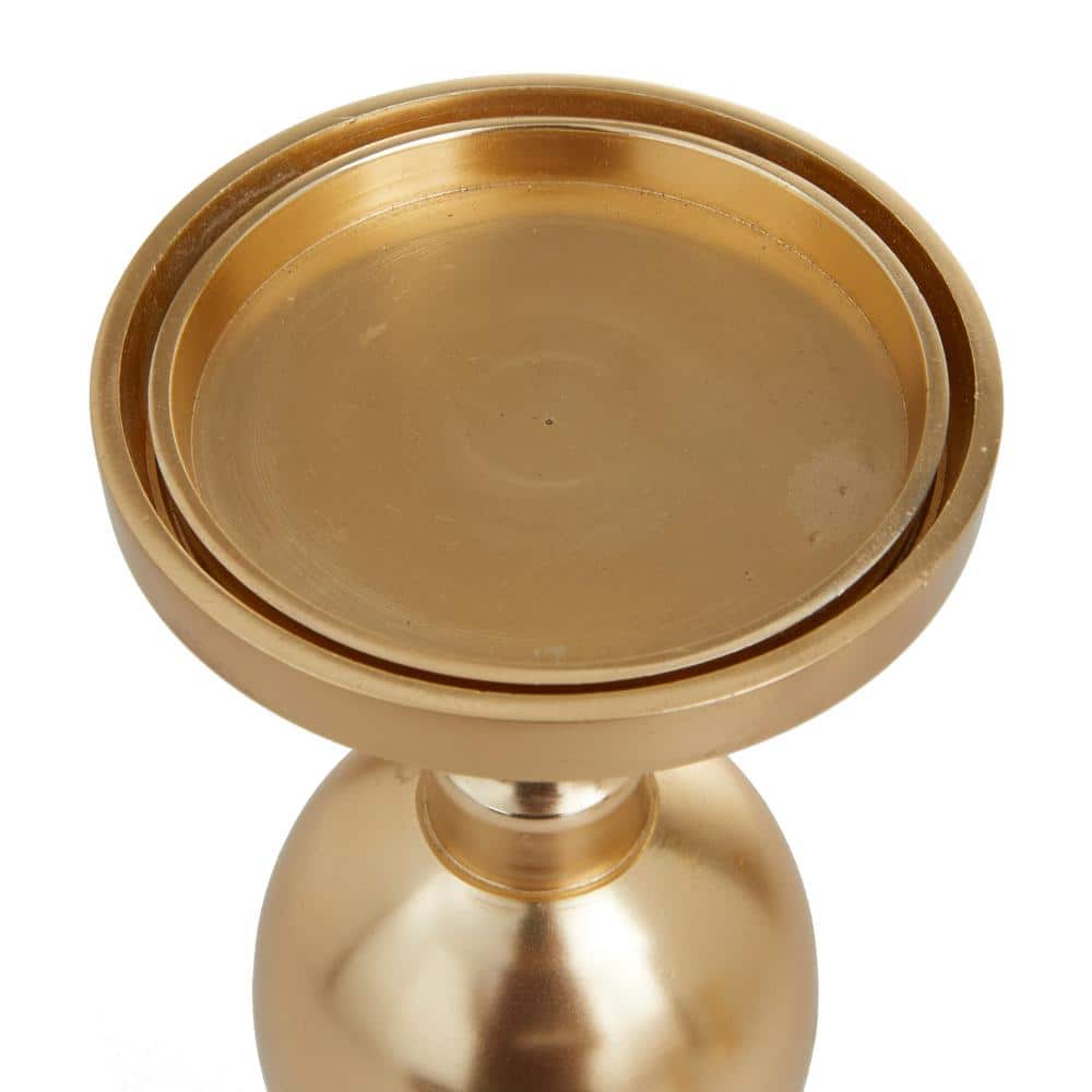 Gold Aluminum 3-Piece Pillar Candle Holder Set