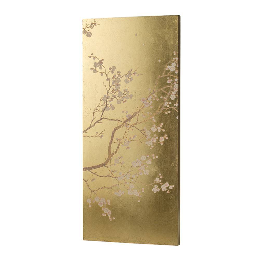 Cherry Blossom Gold Leaf and Pink Panel Wall Art Set