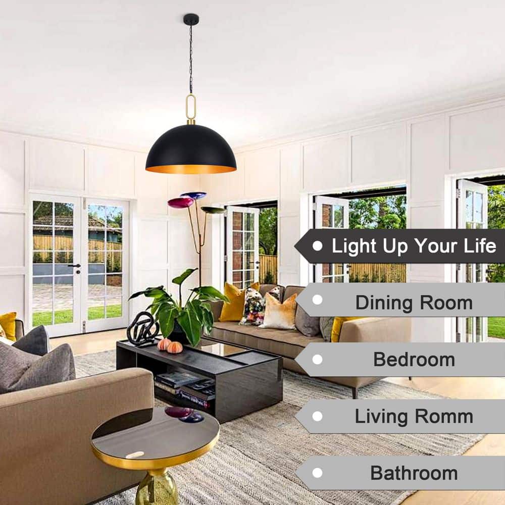 60-Watt 1-Light Black Industrial Pendant Light with Metal Shade, Adjustable Dome Pendant Lighting Fixtures price history on PriceWatchPro