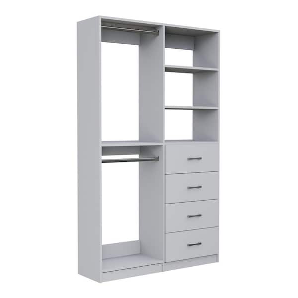 Alto Collection 51.75 in W White Premium Compact Closet Kit Wall Mounted 8-Shelf Wood Closet System