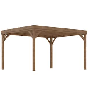 10 ft. x 12 ft. Outdoor Pergola, Wood Gazebo Grape Trellis with Stable Structure and Concrete Anchors, Deck