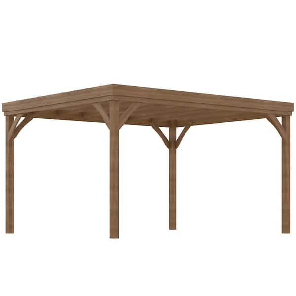 Outsunny 10 ft. x 12 ft. Outdoor Pergola, Wood Gazebo Grape Trellis with Stable Structure and Concrete Anchors, Deck