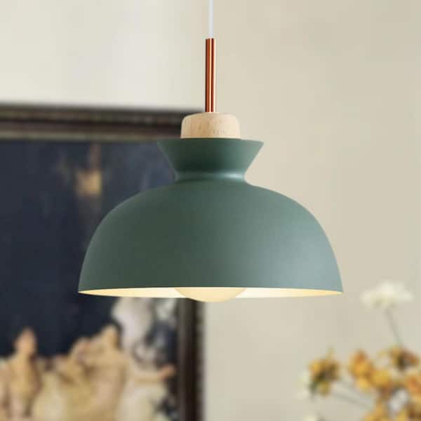HUOKU 60 -Watt 1-Light Green Bowl Pendant Light Scandinavian Lighting, Hanging Pendant Light