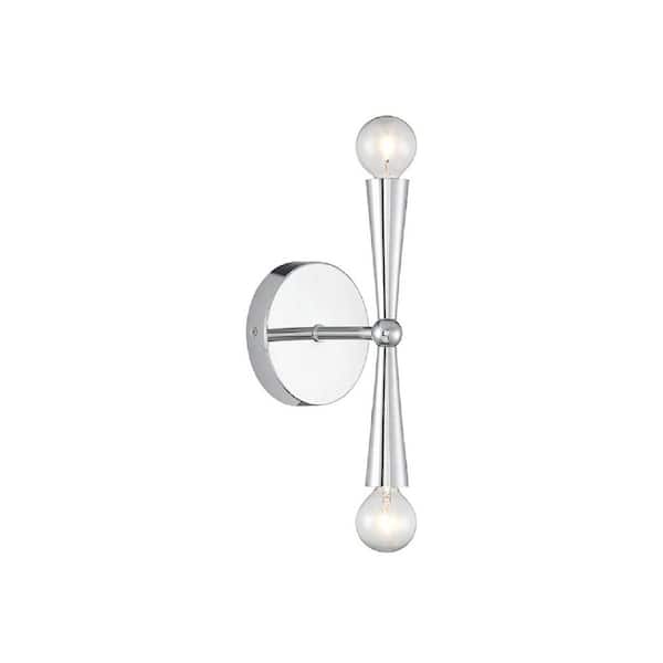Meridian 4.75 in. W x 10 in. H 2-Light Chrome Contemporary Wall Sconce