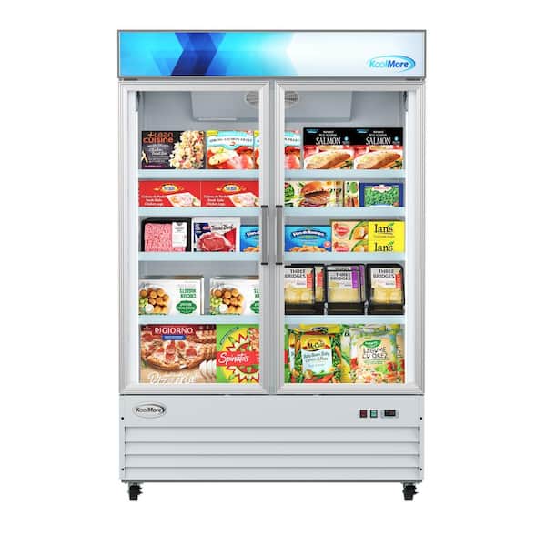Koolmore 53 in. 45 cu. Ft. Auto / Cycle Defrost Two Door Commercial Display Upright Freezer in White