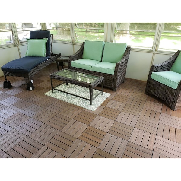 1/12 ft. x 1 ft. Quick Deck Composite Deck Tile Straight Trim in Peruvian Teak (4-Pieces/Box)