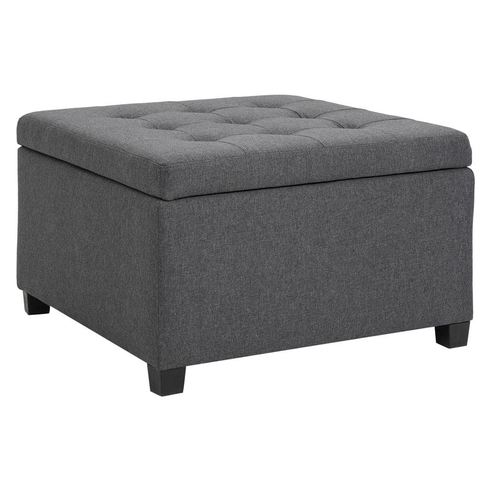 HOMCOM Fabric Tufted Storage Ottoman with Flip Top Seat Lid, Metal Hinge  and Stable Rubberwood Legs, Grey 839-008V80 - The Home Depot