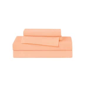 4-Piece Peach Polyester Queen Sheet Set