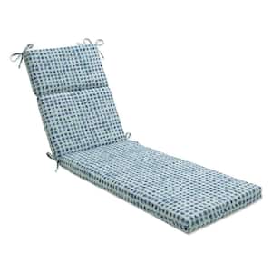 21 x 28.5 Outdoor Chaise Lounge Cushion in Blue/Ivory Alauda