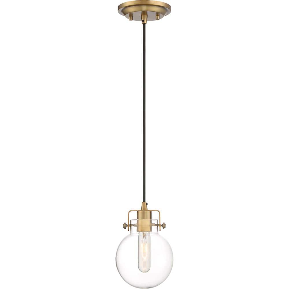 Weathered Brass Mini Pendant with Clear Glass Shade