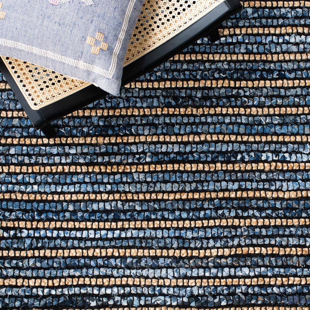 Handwoven Coastal Charm Blue Cotton 95" Square Area Rug