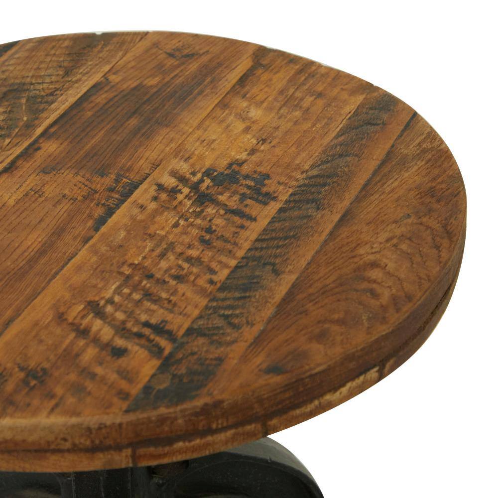 Round Reclaimed Wood Industrial Dining Height Stool