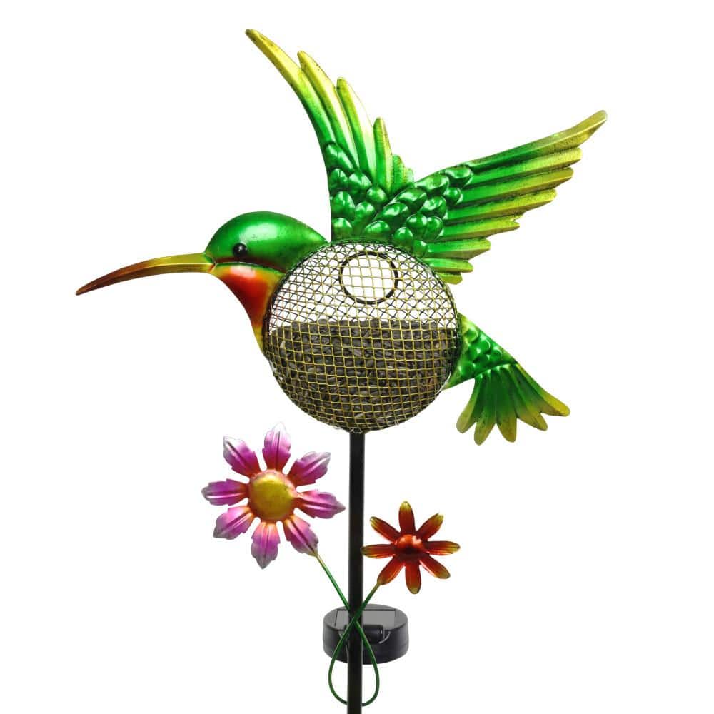 Reviews for Exhart 3.02 ft. Green Metal Solar Hand Painted Hummingbird