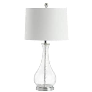 Finnley 27.5 in. Crack Clear Table Lamp with Off-White Shade