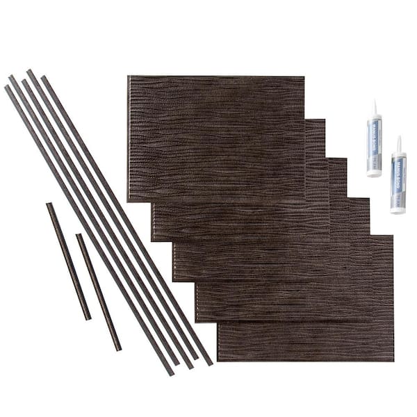 Fasade Waves 18 in. x 24 in. Smoked Pewter Vinyl Decorative Wall Tile Backsplash 15 sq. ft. Kit