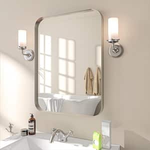 22 in. W x 30 in. H Rectangular Aluminum Framed Wall Bathroom Vanity Mirror in Silver