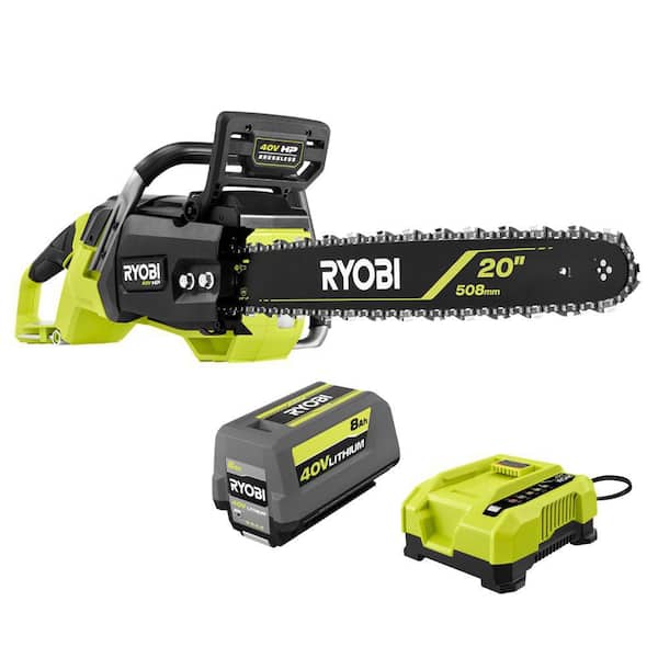 RYOBI 40V HP Brushless 20 in. Battery Chainsaw with 8.0 Ah Battery