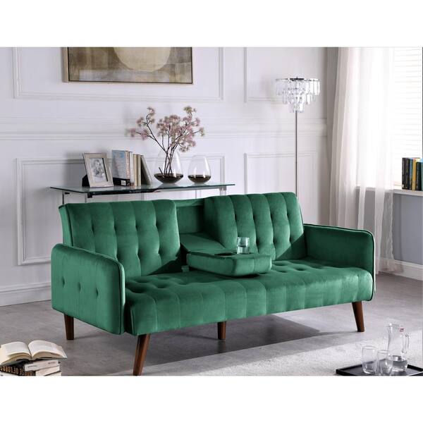 Us Pride Furniture Payne 72 In Green Fabric 2 Seater Twin Sleeper Convertible Sofa Bed With Tapered Legs Sb9056 H2 The Home Depot Us Pride Furniture Payne 72 In Green, Green Leather Sleeper Sofa