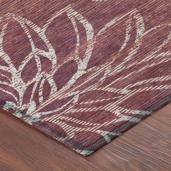 Chantille Machine Washable Indoor/Outdoor Abstract ACN2789 Eggplant 5 ft. x 7 ft. 6 in. Area Rug