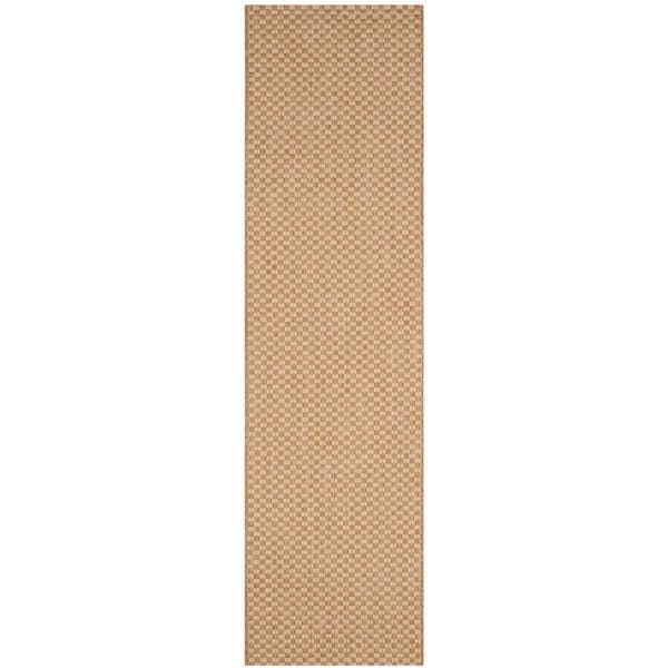 Courtyard Natural/Cream 2 ft. x 20 ft. Distressed Solid Indoor/Outdoor Patio  Runner Rug