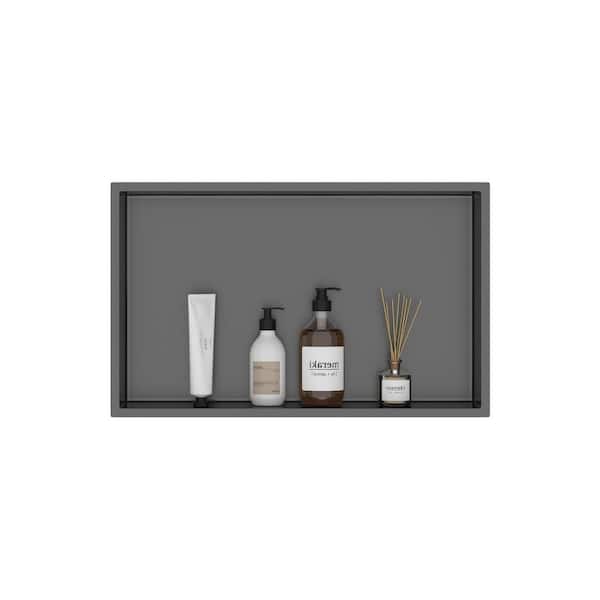 20 in. W x 4 in. H x 12 in. D Stainless Steel Shower Niche Set of 1 Piece in Matte Black Single Shelf Organizer Storage