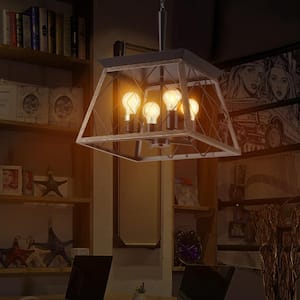4-Light Chandelier Golden Black Rustic Island Light Fixtures for Entryway Hallway Dining Room Living Room, No Bulbs