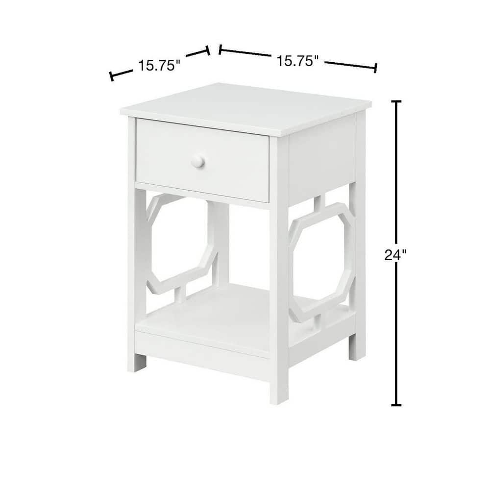 Contemporary Omega White Round Wood End Table with Storage