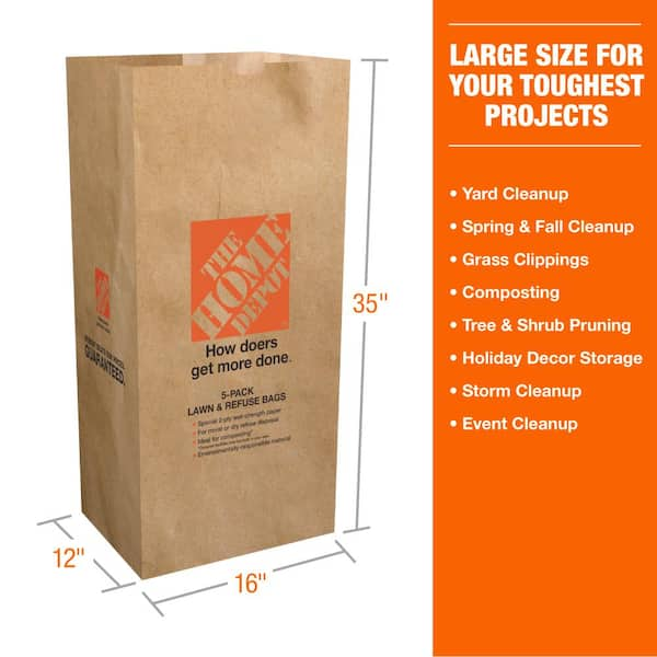 The Home Depot 30 Gal. Paper Lawn and Leaf Bags 5 Count THDLL305