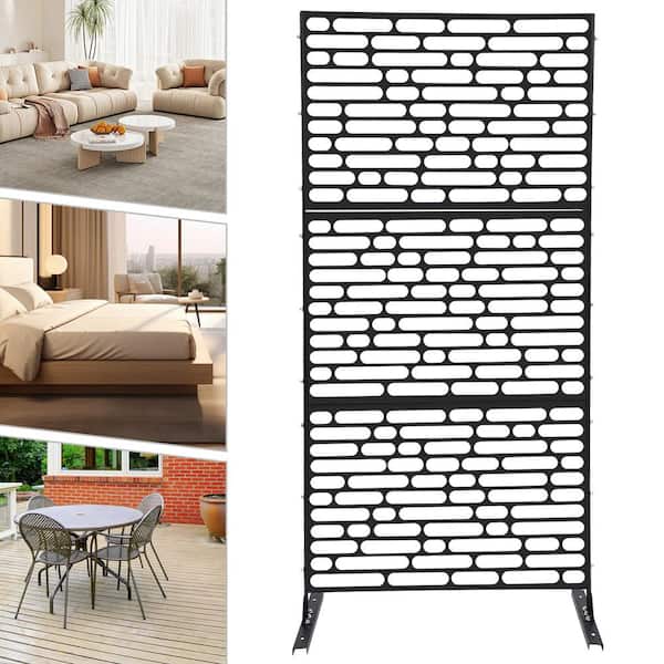 YIYIBYUS Black 6.2 ft. x 2.9 ft. Outdoor Privacy Fence Screen Indoor Outdoor Patio Garden Decorative Panels