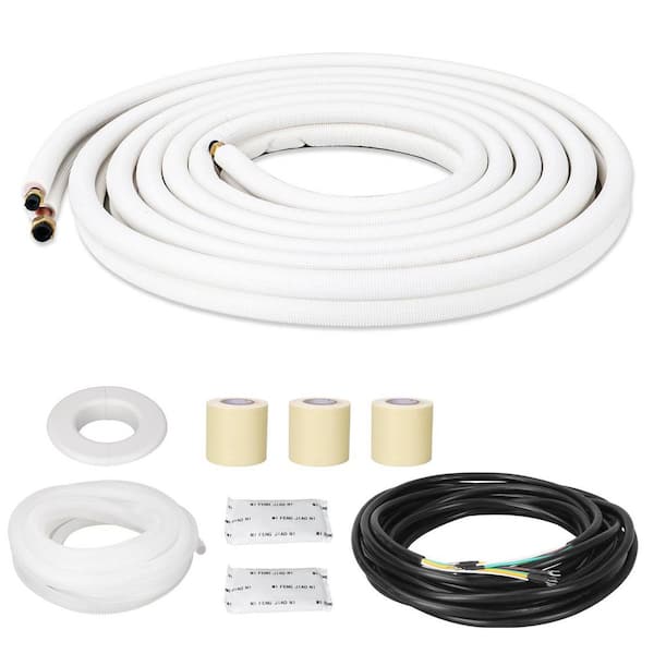 25 ft. Mini Split Line Set 1/4 in. and 3/8 in. O.D. Twin Copper Tubing Insulated Coil Copper Pipes for Heating Equipment