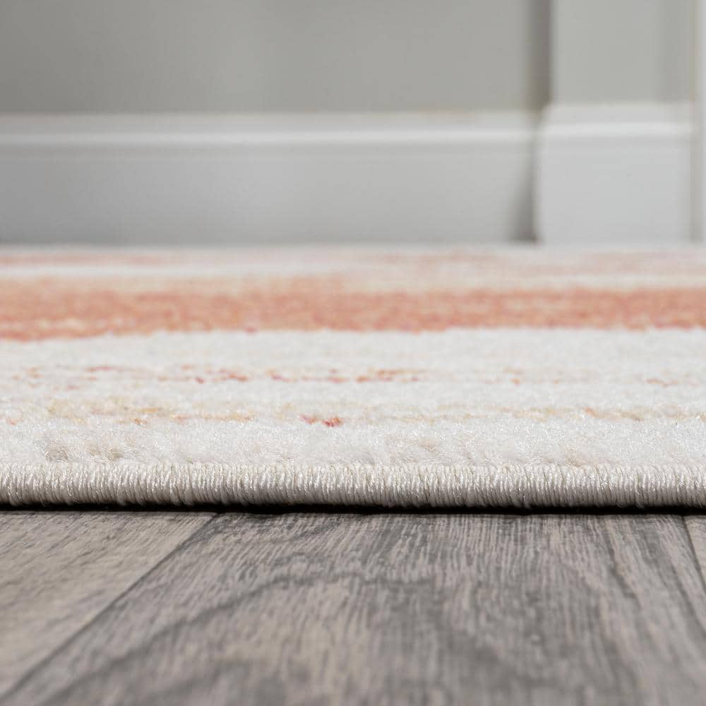 Petalo Abstract Orange and Cream Synthetic Area Rug