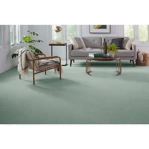 Transcends Time Ocean Spray Green 39 oz. Triexta Pattern Installed Carpet