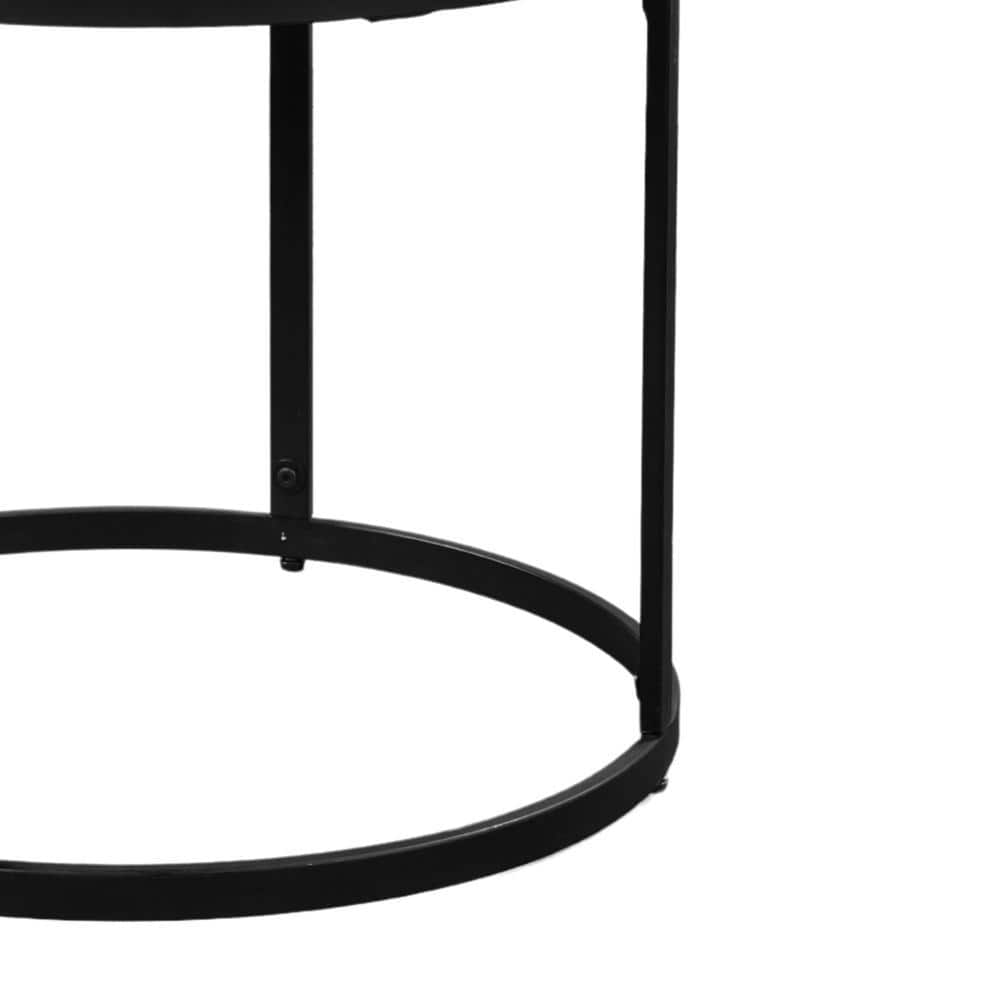 23 in. Black and White Round Marble Side End Table with Convenient Floor Levelers - thumbnail 5