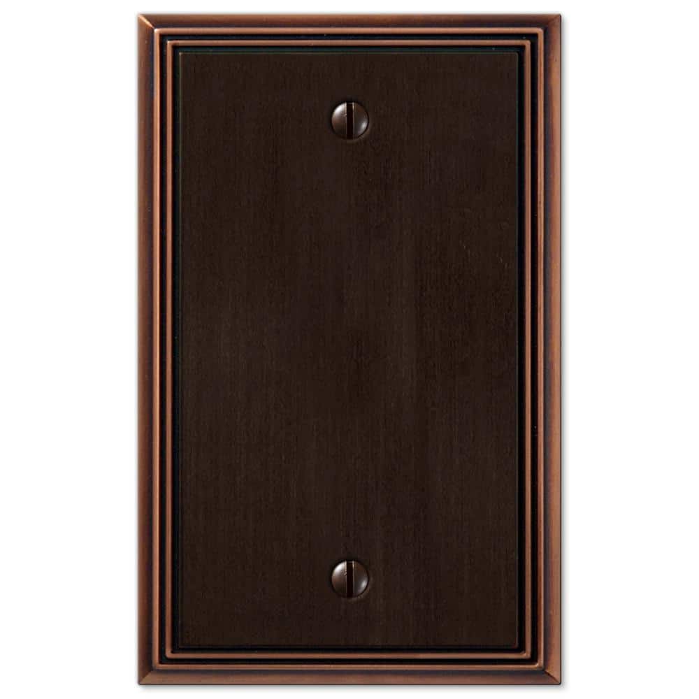 Aged Bronze Rectangular Metal 1-Gang Blank Wall Plate
