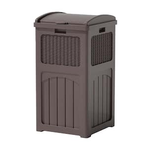 36 gal. Resin Outdoor Trash Can, Plastic Deck Box in Brown