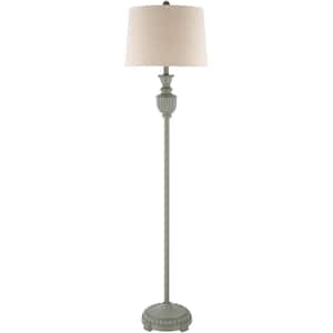 Tulsa 59 in. Gray Indoor Floor Lamp with Natural Barrel Shaped Shade