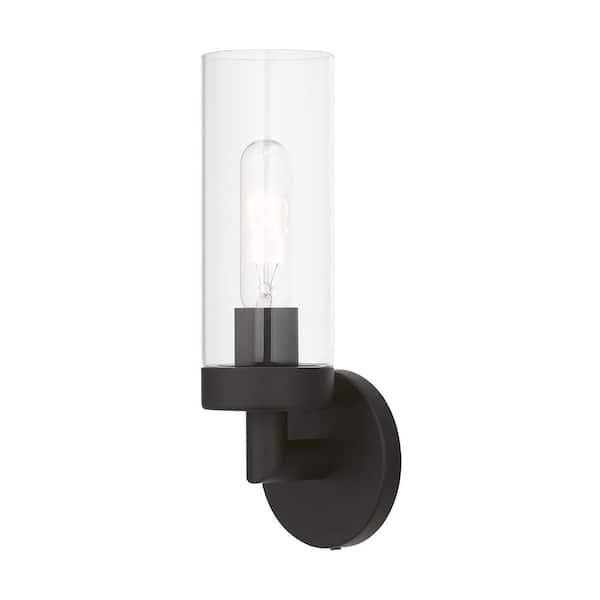 AVIANCE LIGHTING Hastings 1-Light Black ADA Wall Sconce with Clear Glass