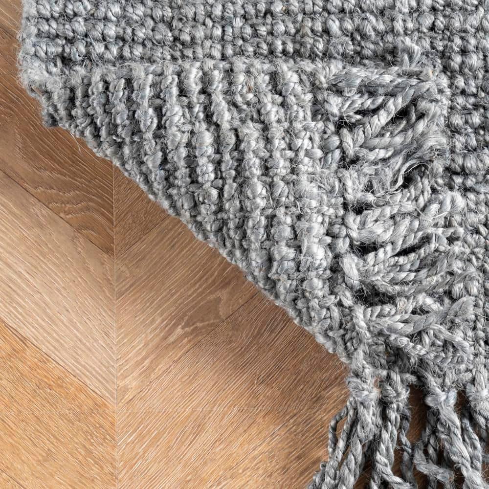 Handcrafted Gray Jute Braided 31" Reversible Area Rug