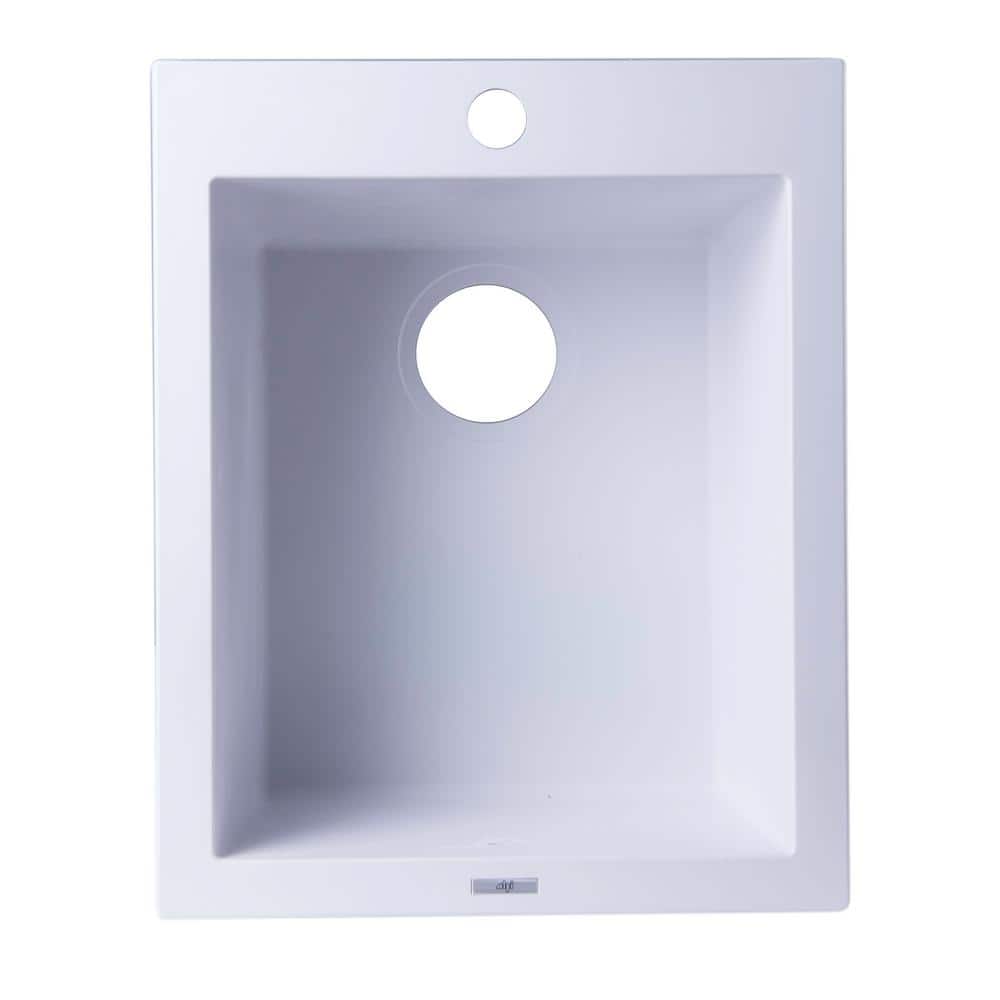 19.88'' White Granite Single Bowl Drop-In Kitchen Sink