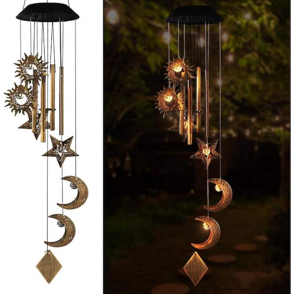 Primehome Sun Moon Star Wind Chimes Outdoor for Outside, Hanging Lights Outdoor Sun Decor