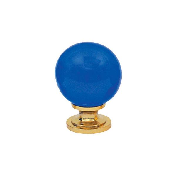 Whitehaus Collection 1-1/8 in. Sapphire Blue Crystal Sphere Shaped Gold Base Knob