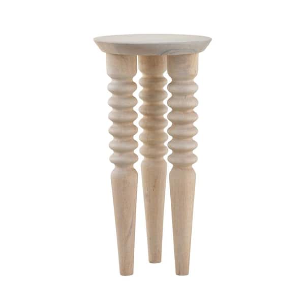 Unbranded Skyline 10 in. Whitewash Round Wood Accent Table
