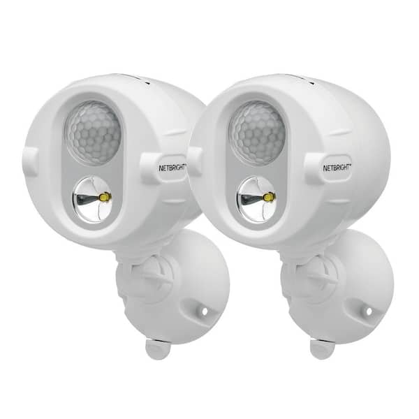 Mr Beams NetBright Networked Outdoor 200 Lumen Battery Powered Motion Activated Integrated LED Spotlight, White (2-Pack)