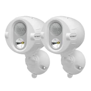 NetBright Networked Outdoor 200 Lumen Battery Powered Motion Activated Integrated LED Spotlight, White (2-Pack)