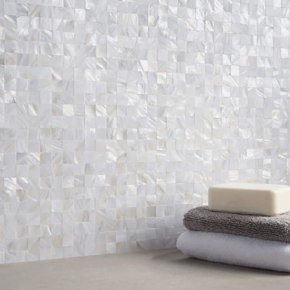 Lokahi 12x12 White Natural Seashell Mosaic Tile